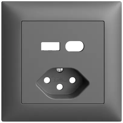 Kit de montage ENC Feller EDIZIOdue pour prise USB type A+C + type 13 gris foncé 