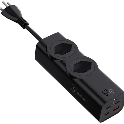 Presa multipla 10A 2×T13 1×USB-A 3×USB-C nero 