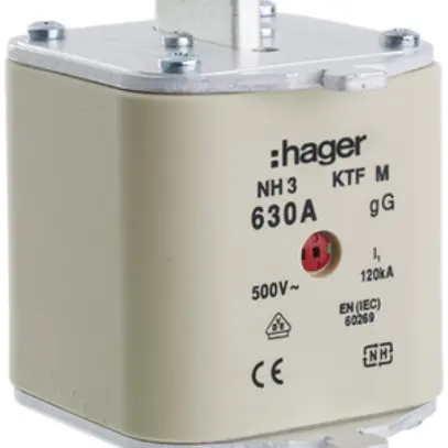 Fusibile HPC Hager DIN3c 500VAC 125A gG/gL segnalatore doppio antiruggine 