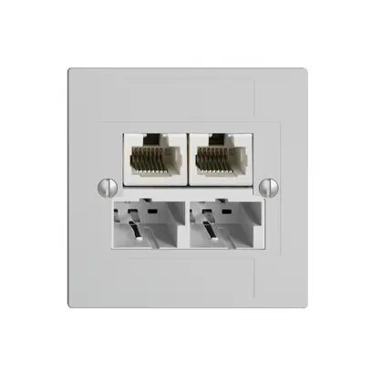 Scatola INC SOHO 2×TT/2×RJ45/u sep.ITplus EDIZIOdue grigio chiaro 