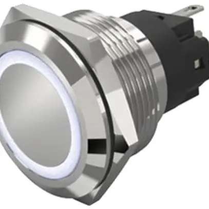 Contact à poussoir lumineux EAO 82 1COM 230V racc.soud.plat Ø22mm encliquetab.bc 