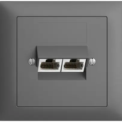 Presa INS 2×RJ45/s 4P sep.EDIZIOdue grigio scuro ITplus 