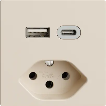 Presa USB tipo A+C + tipo 13 Feller EDIZIOdue F 230V 3000mA crema 