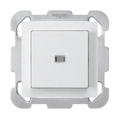 Contact à poussoir lumineux ENC kallysto AR/1P blanc avec plaque de fixation 