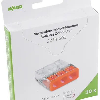 Verbindungsklemme WAGO 2273-203 in Blister 30 Stück 3L 0.5…2.5mm² 24A 450V 