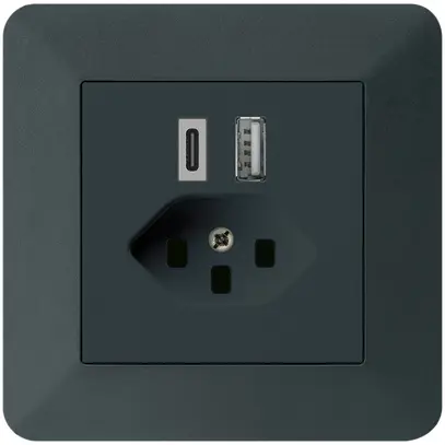 Prise de charge USB ENC kallysto.trend 18W PD 1×type A 1×type C T23 noir 