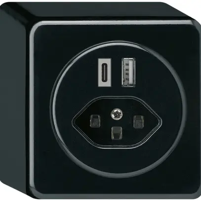 Presa di carica USB AP basico 18W PD 1×tipo A 1×tipo C tipo 23 nero 