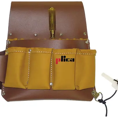 Sacoche à outils Plica en cuir sans ceinture, brun 