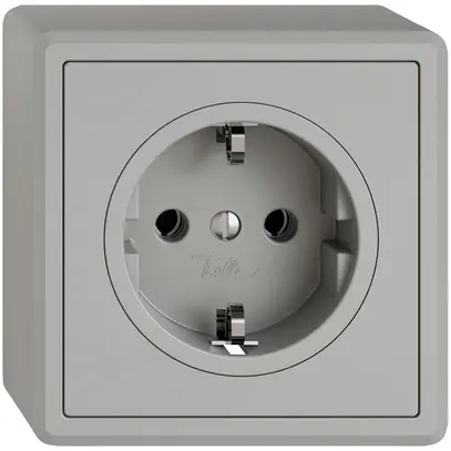 Prise AP EDIZIO.liv SNAPFIX® SCHUKO 16A 230V 74×74mm gris clair 