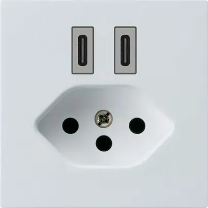 Presa di carica USB Hager kallysto C-C 20W+T13 5V 60×60mm bianco 
