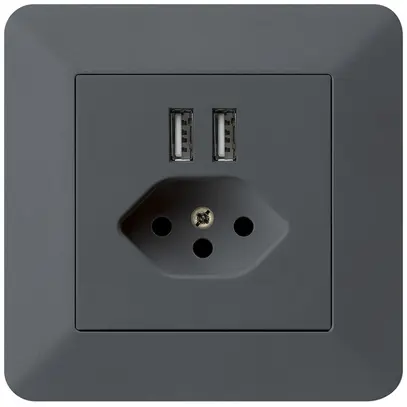 Prise ENC 2×USB & T13 kallysto.trend 2400mA anthracite 