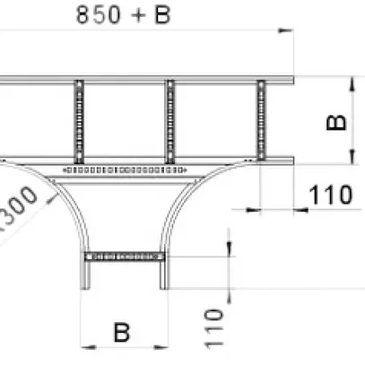 Derivazione a T orizzontale Bettermann 400×60mm per passerella cavi A2 