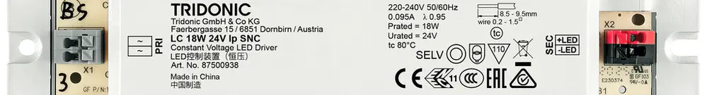 LED-Betriebsgerät Tridonic LC 5.4…18W 24V 225…750mA 179×30×21mm 