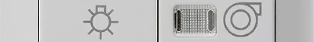Interruttore luminoso kallysto 1/1L grigio chiaro c.simbolo illuminaz.+ventilaz. 