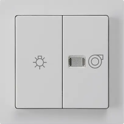 Interruttore luminoso kallysto 1/1L grigio chiaro c.simbolo illuminaz.+ventilaz. 