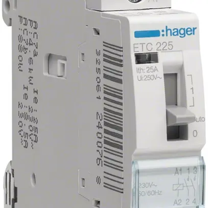 Contacteur AMD Hager 230VAC 2 fermeur 0 ouvreur 25A avec fonction jour/nuit 2UM 