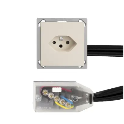 Presa INS EDIZIOdue T13 L3 crema per cavo piatto Technofil 