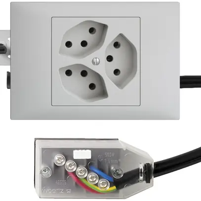 Presa INS EDIZIOdue 3×T13 L2 grigio chiaro, 45…69mm per cavo Technofil 