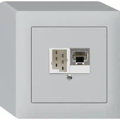 Scatola AP kallysto 1×RJ45s+1×TT83 grigio chiaro 