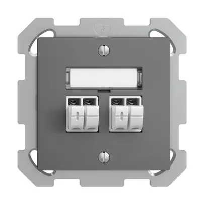 Prise audio ENC Push Type EDIZIOdue FM, 2×, kit d'inscription, gris foncé 