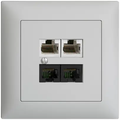 UP-Dose 4×RJ45 2×u/2×s EDIZIOdue hellgrau R&M swissline NT 2ab 