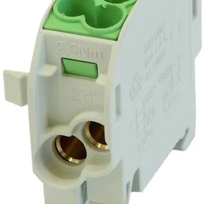 Blocco ripartizione tipo C 2×25/2×16mm² 100A CU verde 