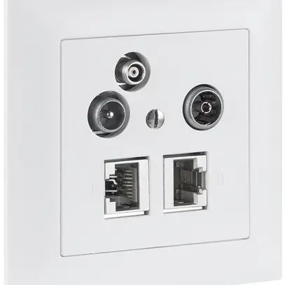 Prise multimédia ENC R&M 3 trous-11-sp-k. 2×RJ45 cat.5E 