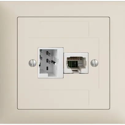 Prise INC 1×T+T,1×RJ45/u 4P EDIZIOdue crema, ITplus ITM 