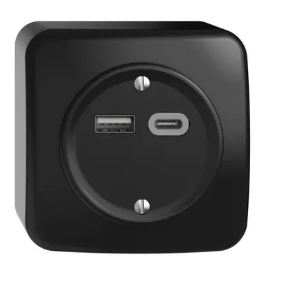 Presa AP USB 18W tipo A + tipo C Feller STANDARDdue QX54 230V 3600mA nero 