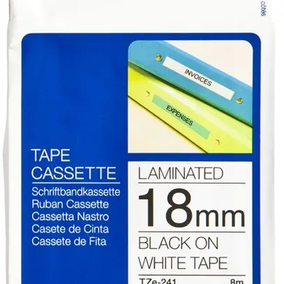 Cassette ruban Brother TZe-241 18mm×8m, blanc/noir 