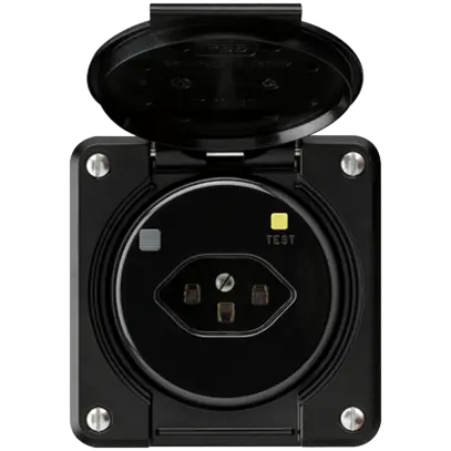 Presa FI robusto A T23 30mA nero, con shutter 