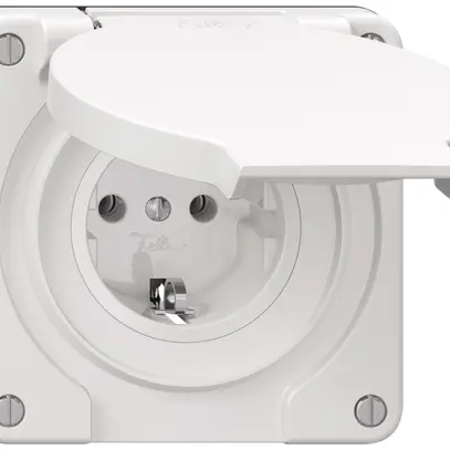 Prise Feller IP21 Schuko 16A 230V 87×87mm blanc 