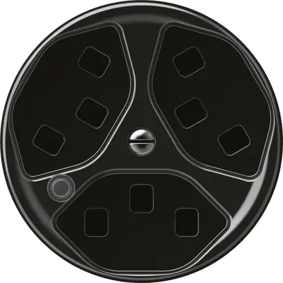 Presa origin 3×tipo 23 lum.verde 16A 230V 60×60mm nero 