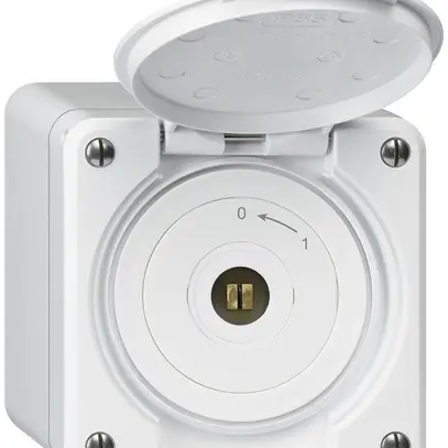 Contact pivotant à clé carrée AP robusto IP55 blanc avec clapet 1P 
