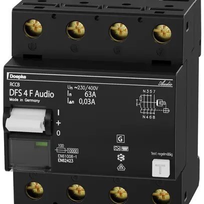 Interrupteur différentiel Doepke 63A 30mA audio RCCB type F, N gauche 
