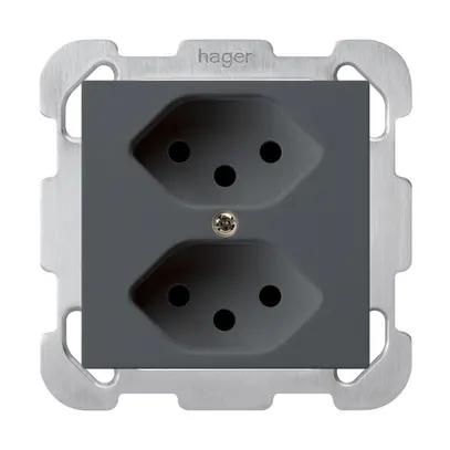 Prise ENC kallysto 2×T13 anthracite avec plaque de fixation 