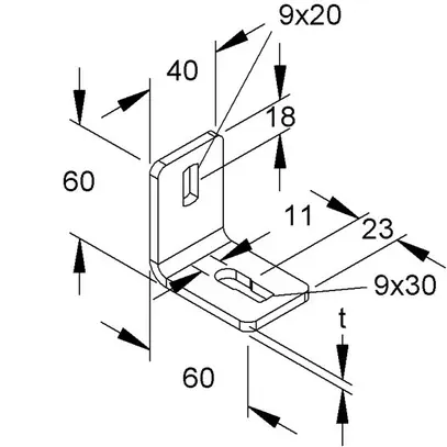 Angolo di fissaggio 60×60×40mm zincato a caldo a immersione 