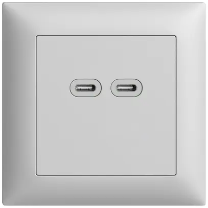 Prise ENC USB 18W 2×type C Feller EDIZIOdue FMI 230V 3600mA gris clair 