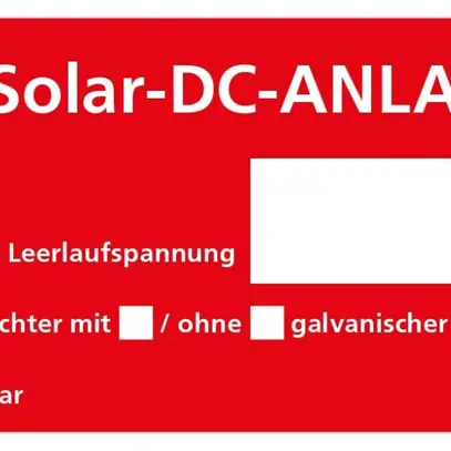 Kleber rot «Solar DC-ANLAGE» deutsch 
