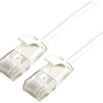 Patchkabel RJ45 ROLINE Slim, Kat.6A U/UTP, rund, weiss, 1m 