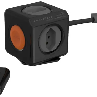 Mehrfachstecker PowerCube Extended 4×T13, schaltbar mit Fernbedienung, schwarz 