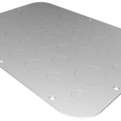 Placca passacavi Rittal AX, prestampaggio metrico, 301×221mm, metallo 