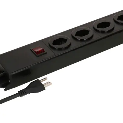 Prise multiple MH POWER LINE 16A interrupteur 5×T23 1.5m noir-noir 2×aimant 