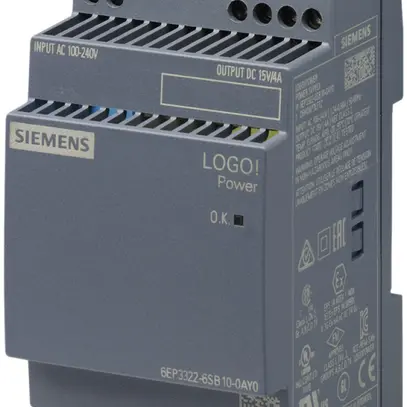 Alimentazione Siemens LOGO!POWER, IN:100…240VAC, OUT:15VDC/4A, 3UM 