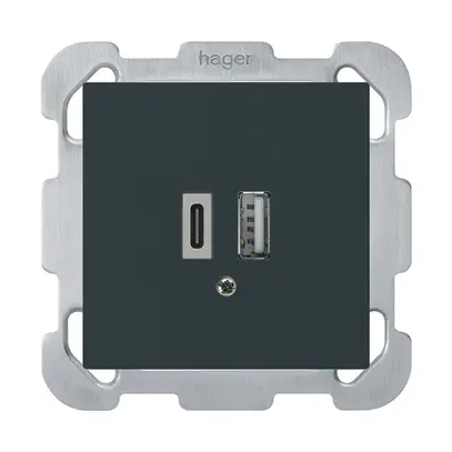 Prise de charge USB ENC kallysto 18W PD 1×type A 1×type C plaque d.fixation noir 