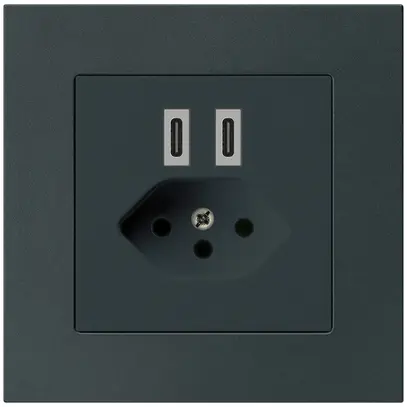 Prise de charge USB ENC Hager kallysto.pro C-C 20W+T13 5V 94×94mm noir 
