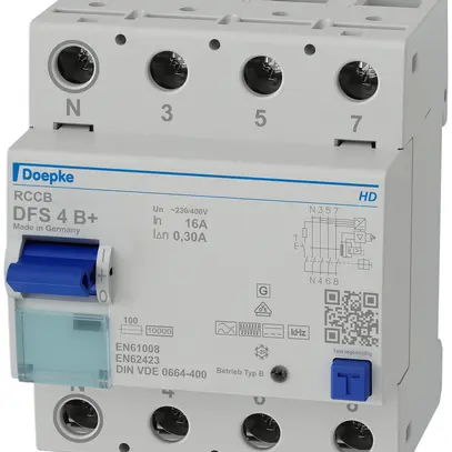 Interruttore differenziale Doepke DFS 4 B +, 16A, 300mA, 4L, N sinistra 