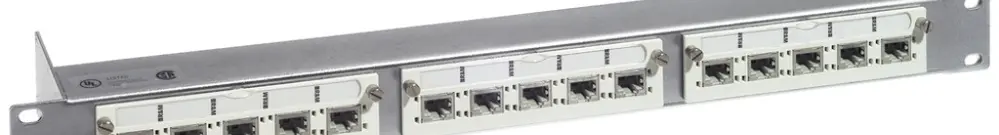 Pannello di distribuzione 19" 1UA 15×RJ45 cat.6 schermato R&M freenet 