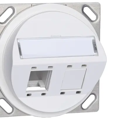 Kit montaggio INS R&M uscita obliqua 2×cat.5e/6, bianco 
