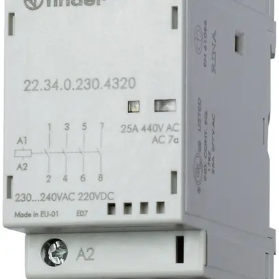 Contacteur AMD Finder 22.32, 230VUC, 4F 25A/440VAC AgSnO2, LED 